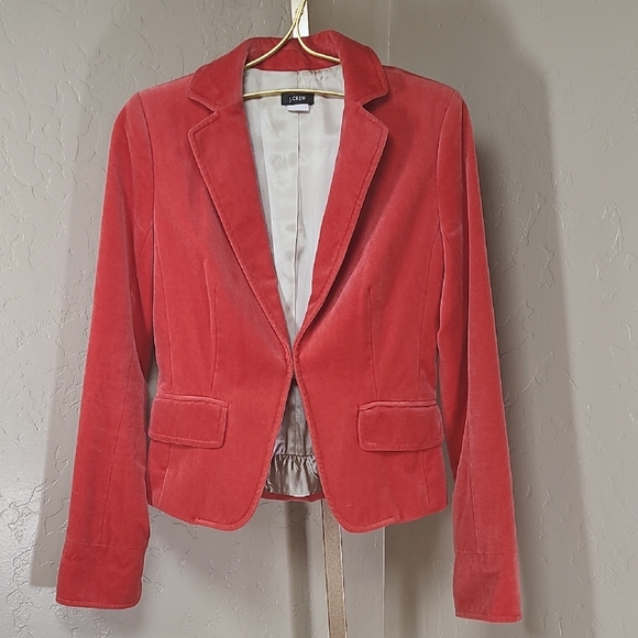 J. Crew Jackets & Blazers - J. Crew 2008 Women's Velvet Dark Coral Red Blazer 100% Cotton